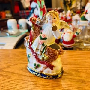 VINTAGE FITZ AND FLOYD CERAMIC BONE CHINA ANGEL CHERUB CHRISTMAS HOME DECOR